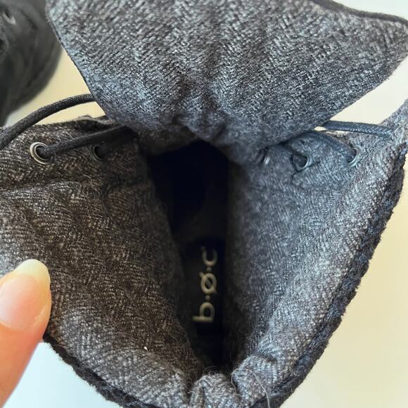 BOC Karel Combat Womens Boots Size 6M Black Stacked Heel  Herringbone Z23400 - Picture 11 of 13